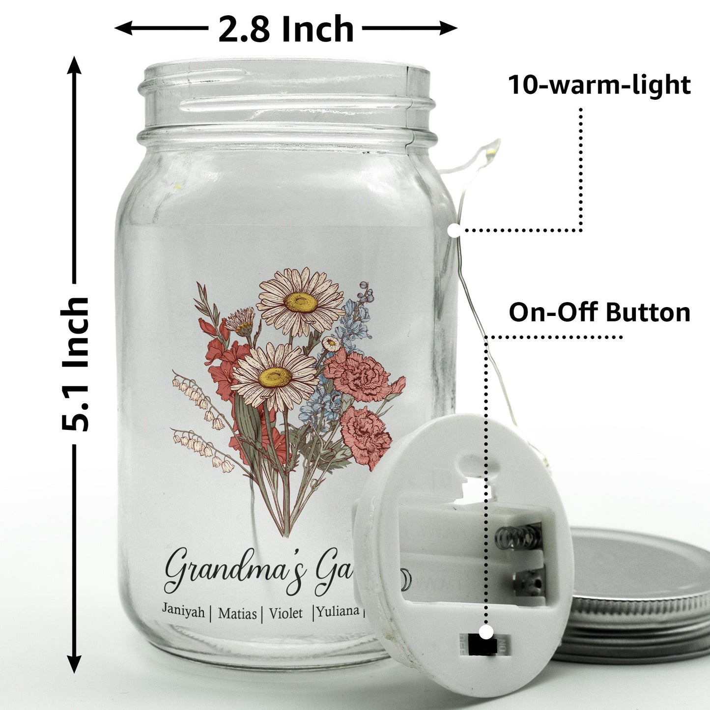 Grandma's Garden - Personalized Mason Jar Light